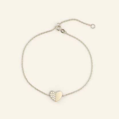 0.85CTW Natural Diamond Heart Charm Adjustable Bracelet  customdiamjewel 10 KT Solid Gold Yellow Gold VVS-EF