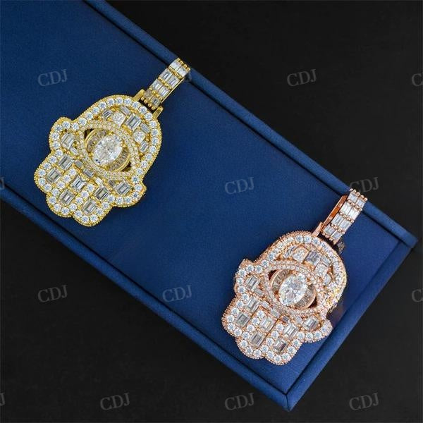 Fully Iced Diamond Hip Hop Hamsa Pendant  customdiamjewel   