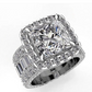 Princess Cut Halo Row Baguette Eternity Wedding Band  customdiamjewel   