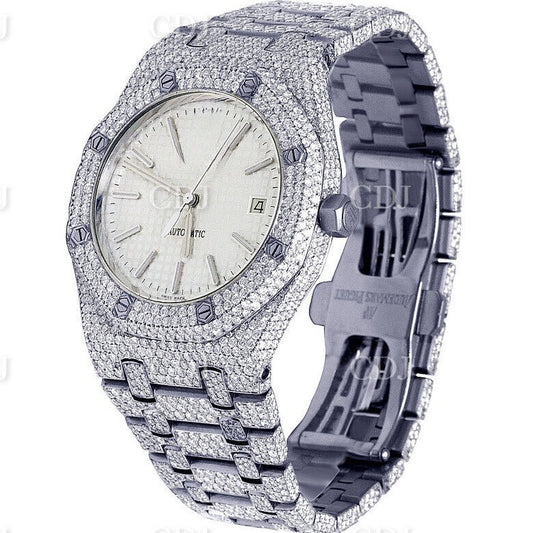 Trending Iced Out Round Cut Moissanite Studded Diamond Watch Swiss Automatic Movement Watch Wholesale Price  customdiamjewel   