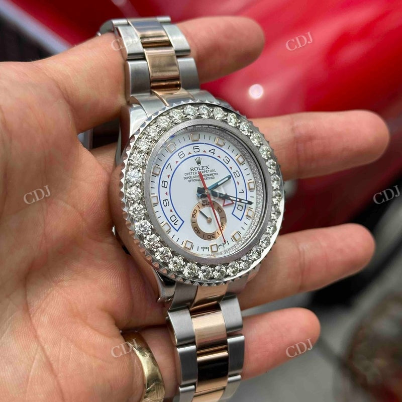 42mm Rolex Master Two Tone Bezel Set Iced Out Diamond Bezel  customdiamjewel   