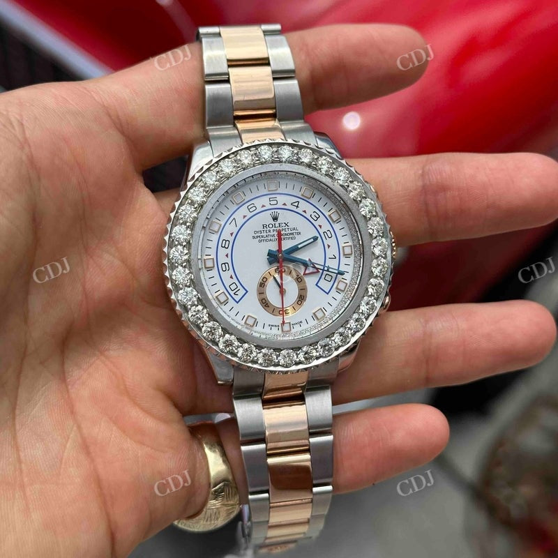 42mm Rolex Master Two Tone Bezel Set Iced Out Diamond Bezel  customdiamjewel   