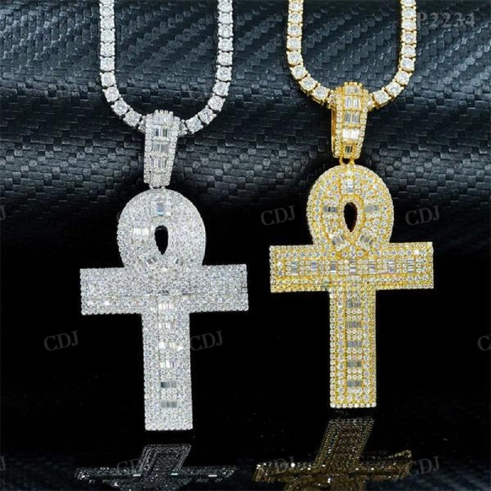 Men Iced Out Diamonds Ankh Cross Pendant For Men  customdiamjewel   