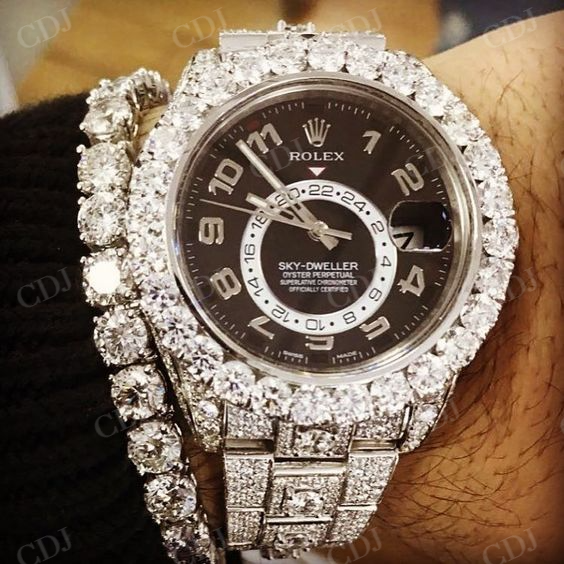 41MM Swiss Movement Natural Diamond Watch  customdiamjewel   