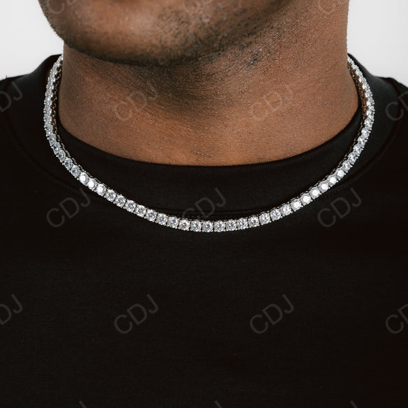 5mm White Gold Diamond Tennis Chain For Men  customdiamjewel   