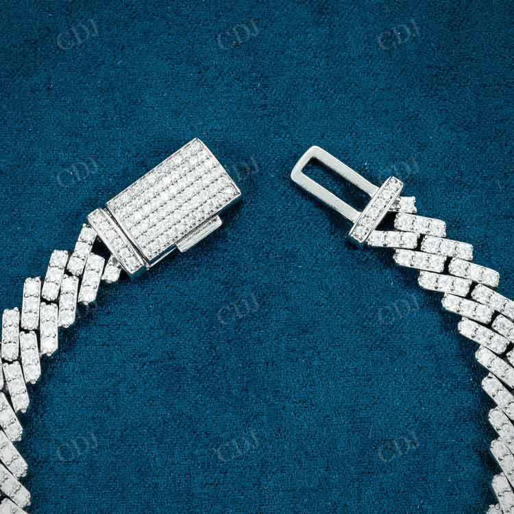 8MM Diamond White Gold Cuban Link Bracelet hip hop jewelry customdiamjewel   