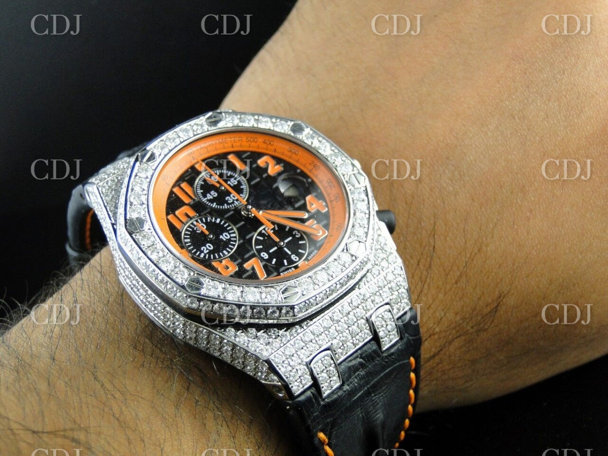 Moissanite Diamond Watch Audemars Piguet Royal Oak Diamond Watch Hip Hop Watch 12.00 CTW (Approx)  customdiamjewel   