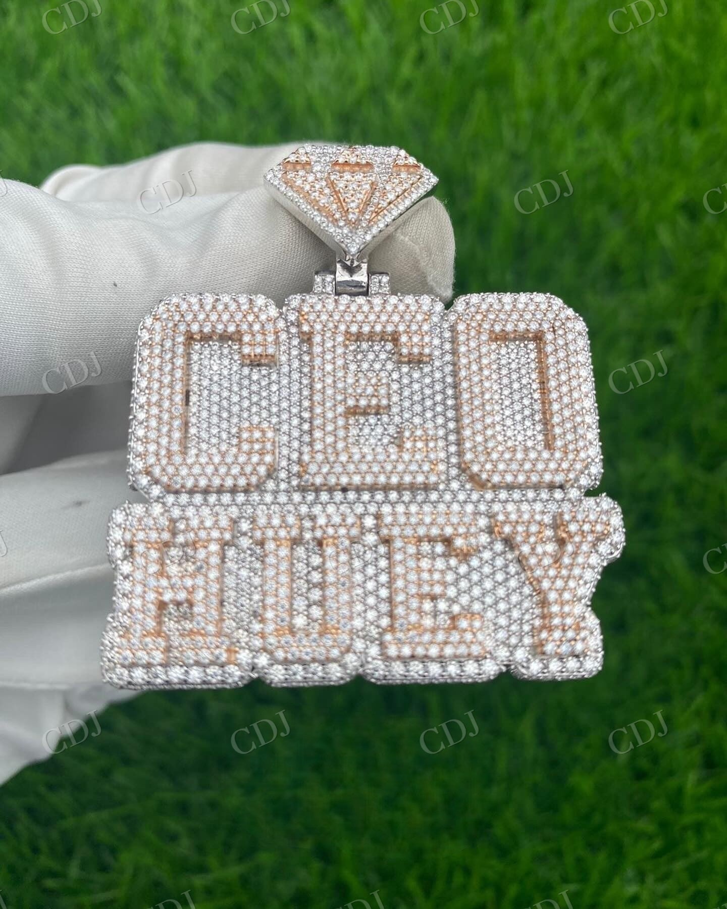 Rose White Diamond CEO HUEY Men's Pendant hip hop jewelry CustomDiamJewel   