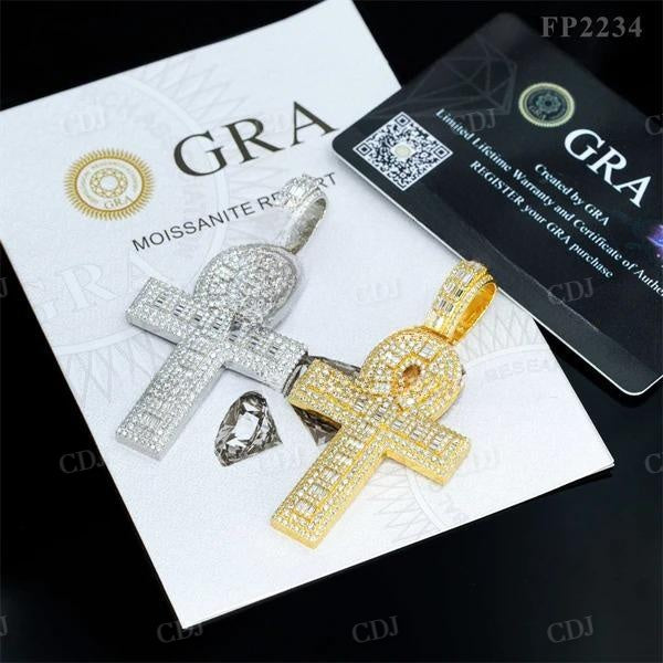 Men Iced Out Diamonds Ankh Cross Pendant For Men  customdiamjewel   