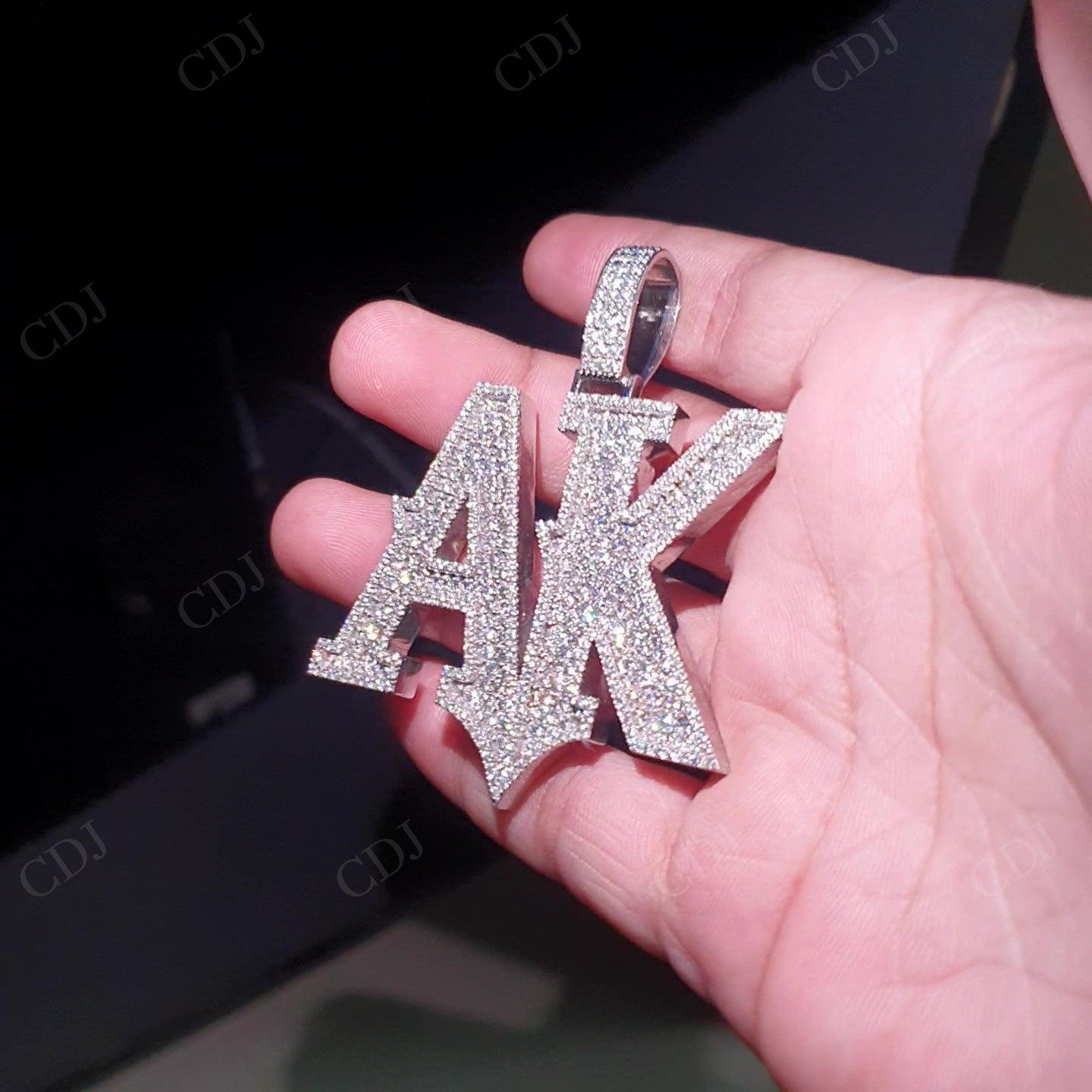 Iced Out Moissanite AK Letter Sterling Silver Pendant hip hop jewelry customdiamjewel   