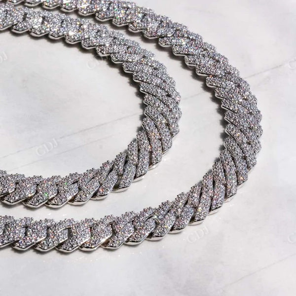 2 Row Round Diamond Cuban Chain Necklace  customdiamjewel   