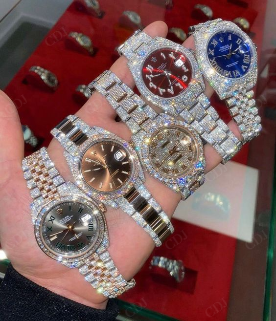 Customized Round Natural Diamond Hip Hop Watch  customdiamjewel   