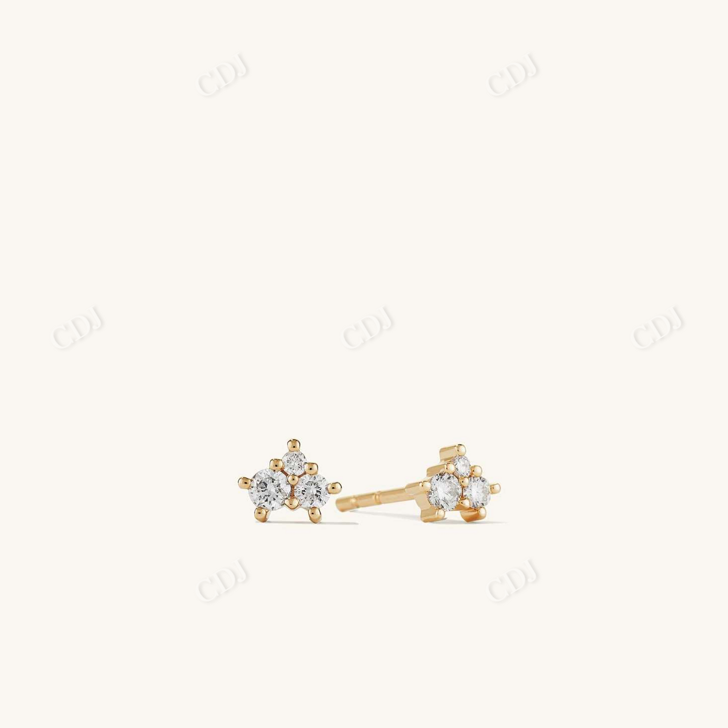 14K Yellow Gold Mini Diamond Cluster Studs  customdiamjewel   