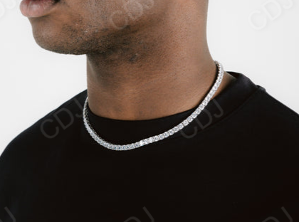 5mm White Gold Diamond Tennis Chain For Men  customdiamjewel   