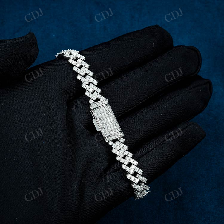 8MM Diamond White Gold Cuban Link Bracelet hip hop jewelry customdiamjewel   