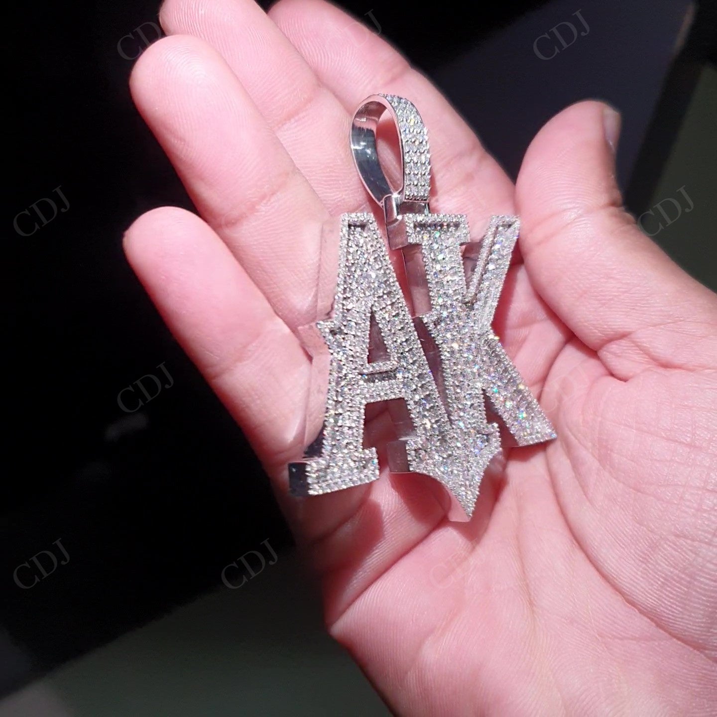 Iced Out Moissanite AK Letter Sterling Silver Pendant hip hop jewelry customdiamjewel   