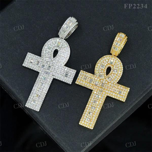 Men Iced Out Diamonds Ankh Cross Pendant For Men  customdiamjewel   