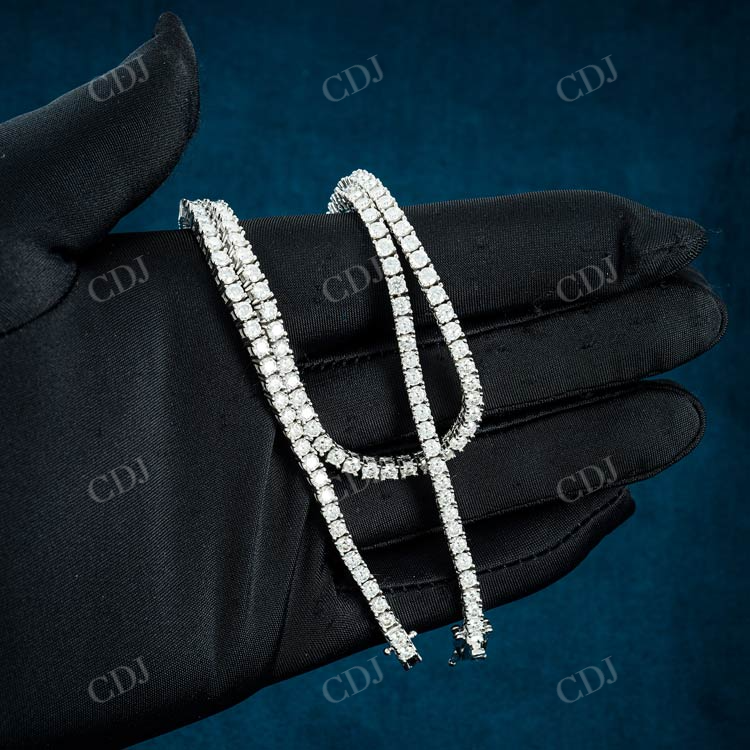 Round Silver Diamond Tennis Chain Wedding Gift for Girl hip hop jewelry customdiamjewel   