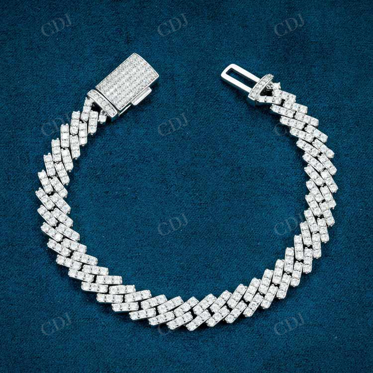 8MM Diamond White Gold Cuban Link Bracelet hip hop jewelry customdiamjewel   