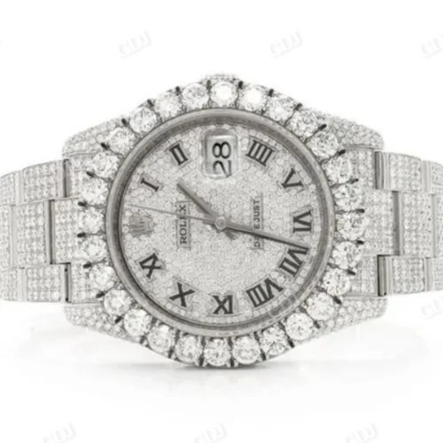 High Quality Moissanite Fully Iced Out Hip Hop Rolex Wrist Watch For Men's  customdiamjewel   