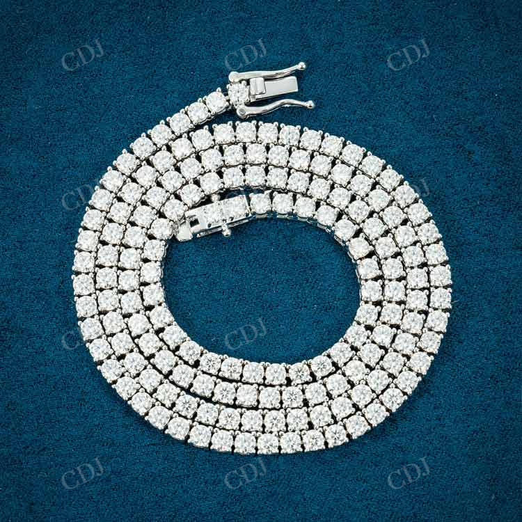 Round Silver Diamond Tennis Chain Wedding Gift for Girl hip hop jewelry customdiamjewel   