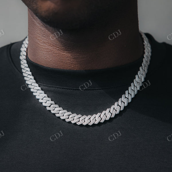 2 Row Round Diamond Cuban Chain Necklace  customdiamjewel   