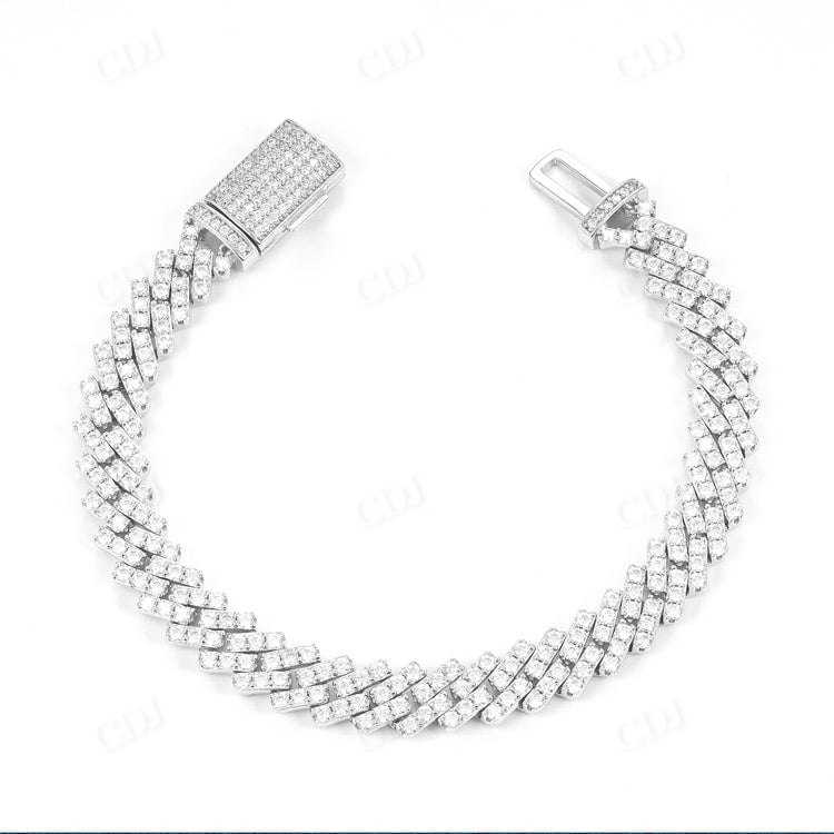 8MM Diamond White Gold Cuban Link Bracelet hip hop jewelry customdiamjewel   