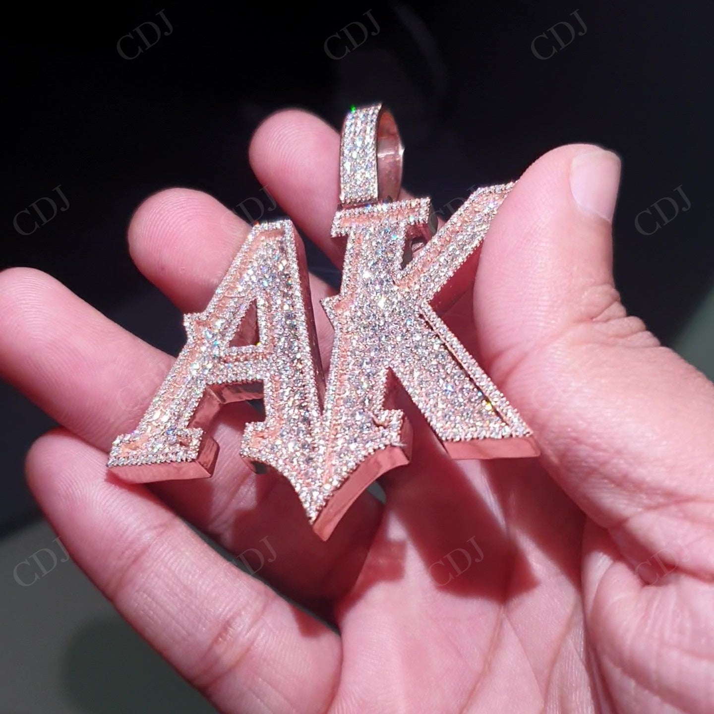 Iced Out Moissanite AK Letter Sterling Silver Pendant hip hop jewelry customdiamjewel   