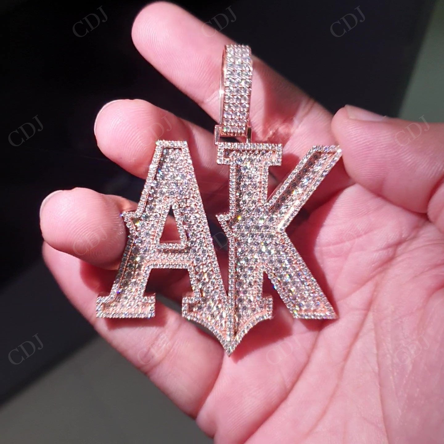 Iced Out Moissanite AK Letter Sterling Silver Pendant hip hop jewelry customdiamjewel   