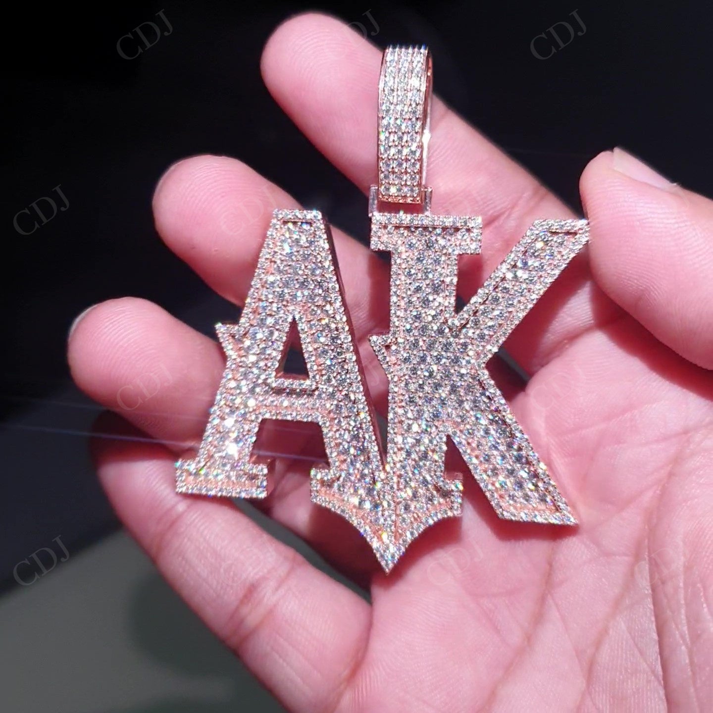 Iced Out Moissanite AK Letter Sterling Silver Pendant hip hop jewelry customdiamjewel   