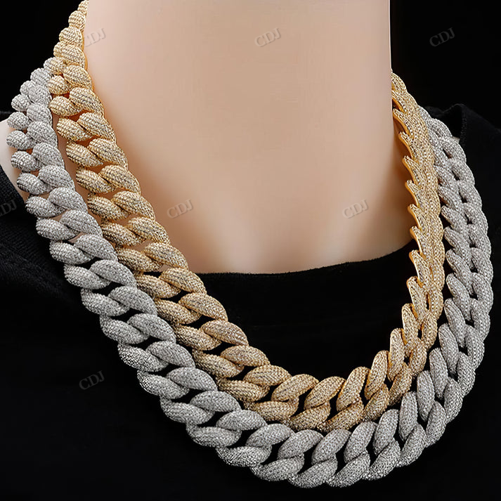 Iced Out 18MM Miami Link Cuban Chain hip hop jewelry CustomDiamJewel