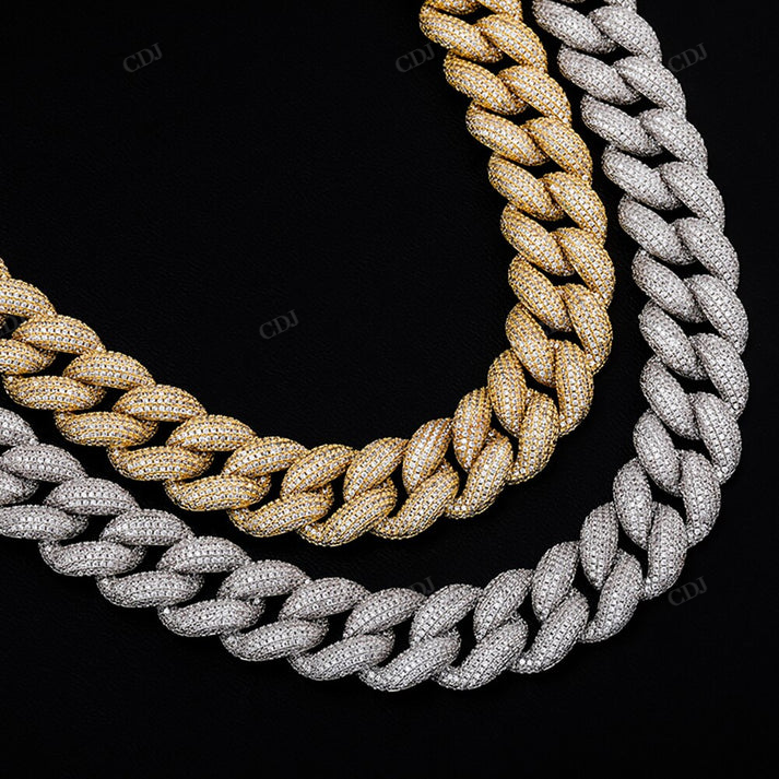 Iced Out 18MM Miami Link Cuban Chain hip hop jewelry CustomDiamJewel