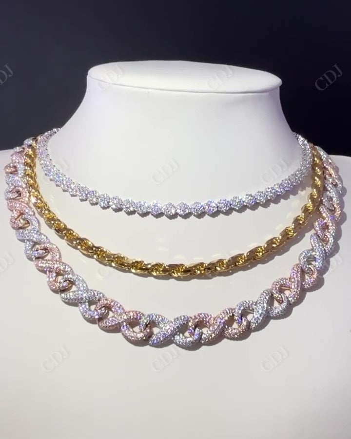 Iced Out Moissanite Diamond Chain Necklace hip hop jewelry CustomDiamJewel   