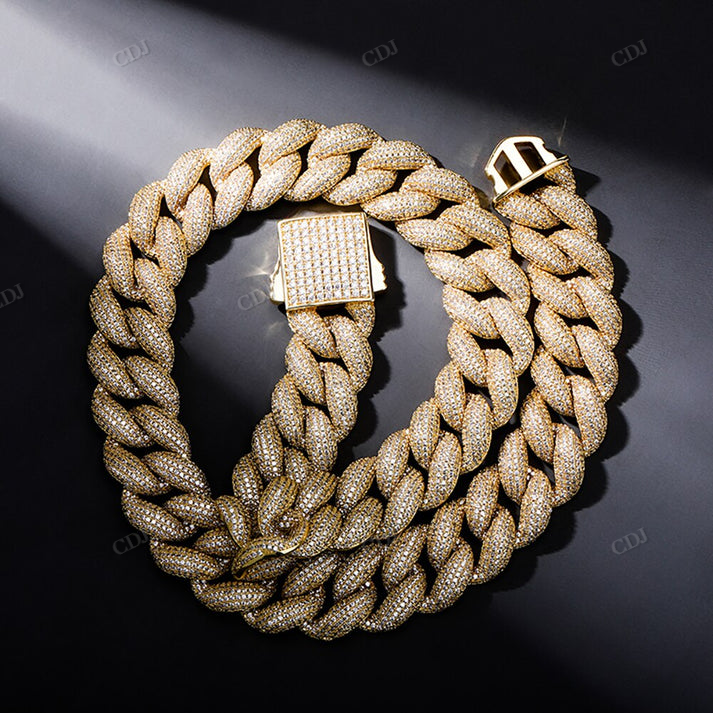 Iced Out 18MM Miami Link Cuban Chain hip hop jewelry CustomDiamJewel