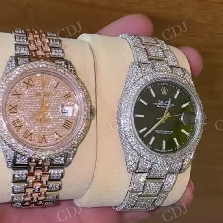 Fully Iced Out Stud Luxury Watch For Men hip hop jewelry CustomDiamJewel   