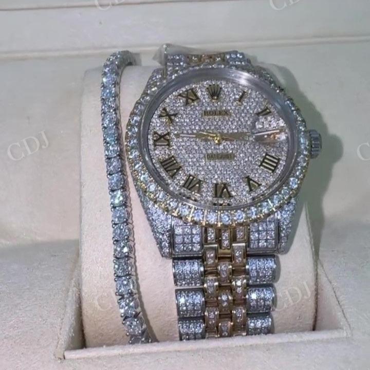 Rolex Two Tone Iced Out Moissanite Diamond Set Watch hip hop jewelry CustomDiamJewel