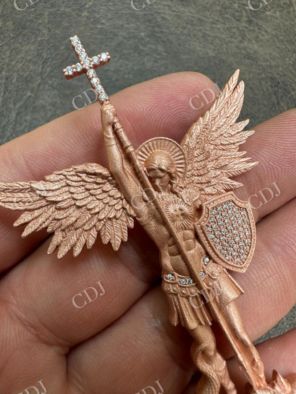 Saint Michael & Dragon Hip Hop Pendant  customdiamjewel   