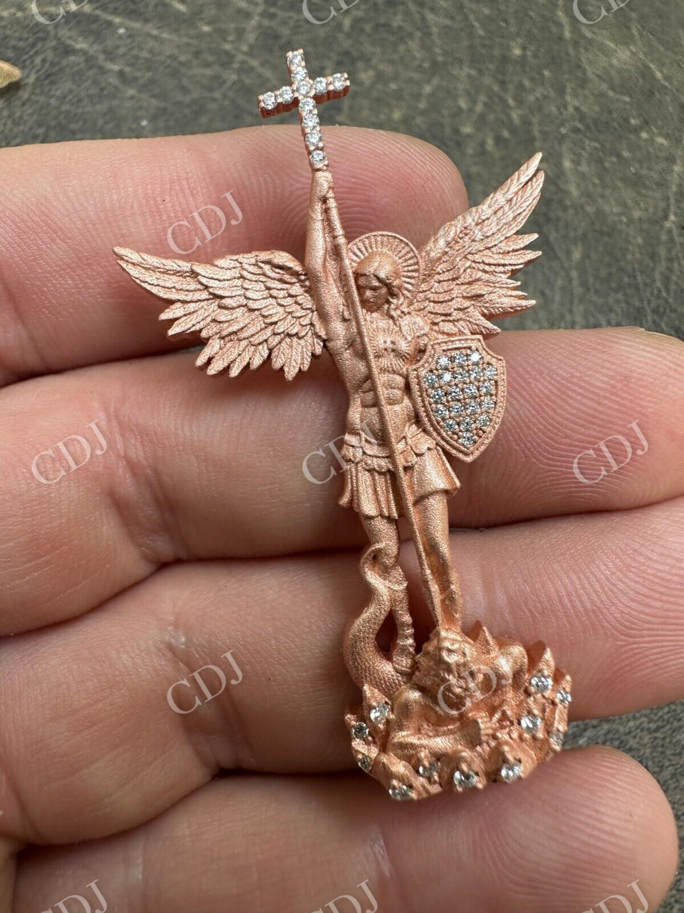 Saint Michael & Dragon Hip Hop Pendant  customdiamjewel   