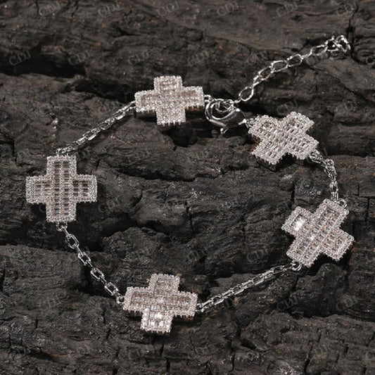 Iced Out Custom Cross Diamond Bracelet  CustomDiamJewel   