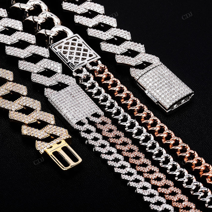 Hip Hop S925 19mm Diamond Stacked Cuban Chain hip hop jewelry CustomDiamJewel