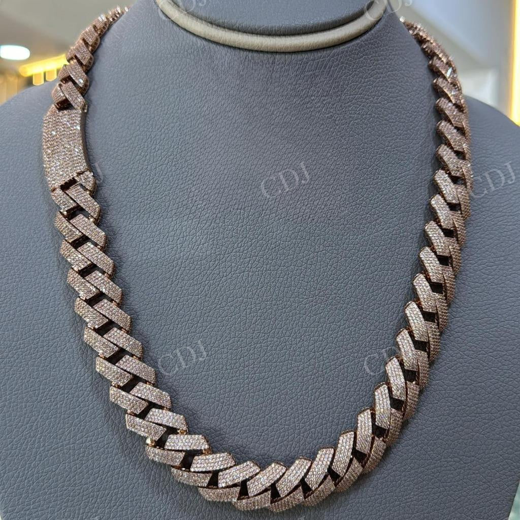 14K Rose Gold Diamonds Miami Cuban Link Chain Necklace hip hop jewelry CustomDiamJewel   