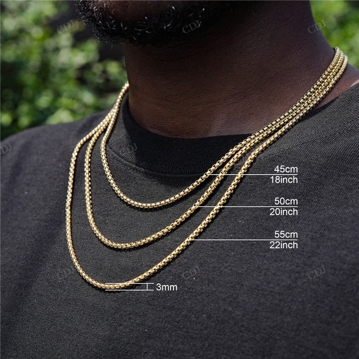 3MM Sterling Silver Plain Bead Chain hip hop jewelry CustomDiamJewel