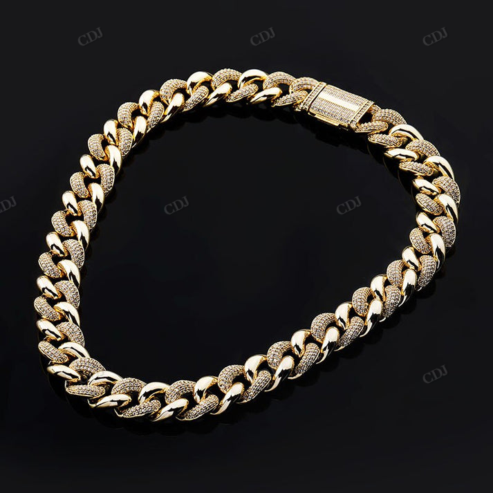 Half Iced Out 14K Gold 16MM Cuban Link Chain hip hop jewelry CustomDiamJewel