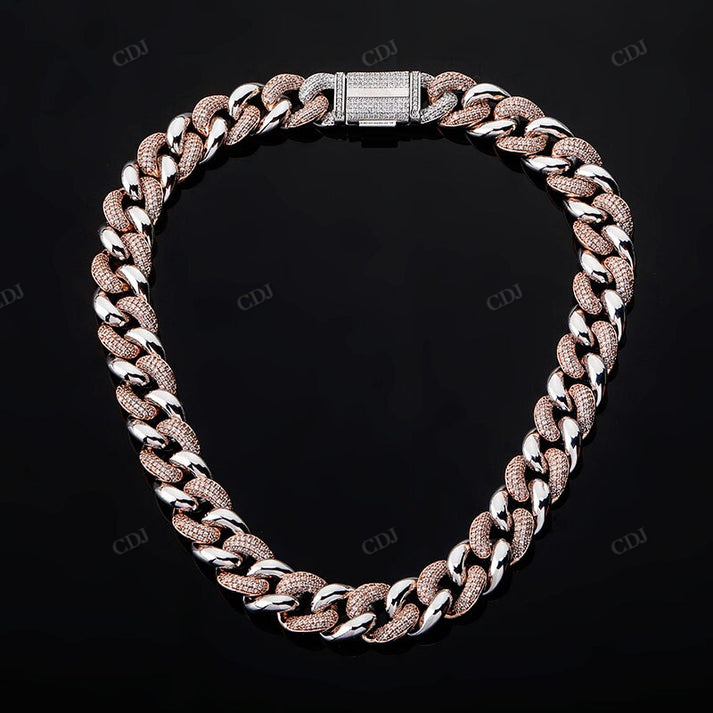 Half Iced Out 14K Gold 16MM Cuban Link Chain hip hop jewelry CustomDiamJewel