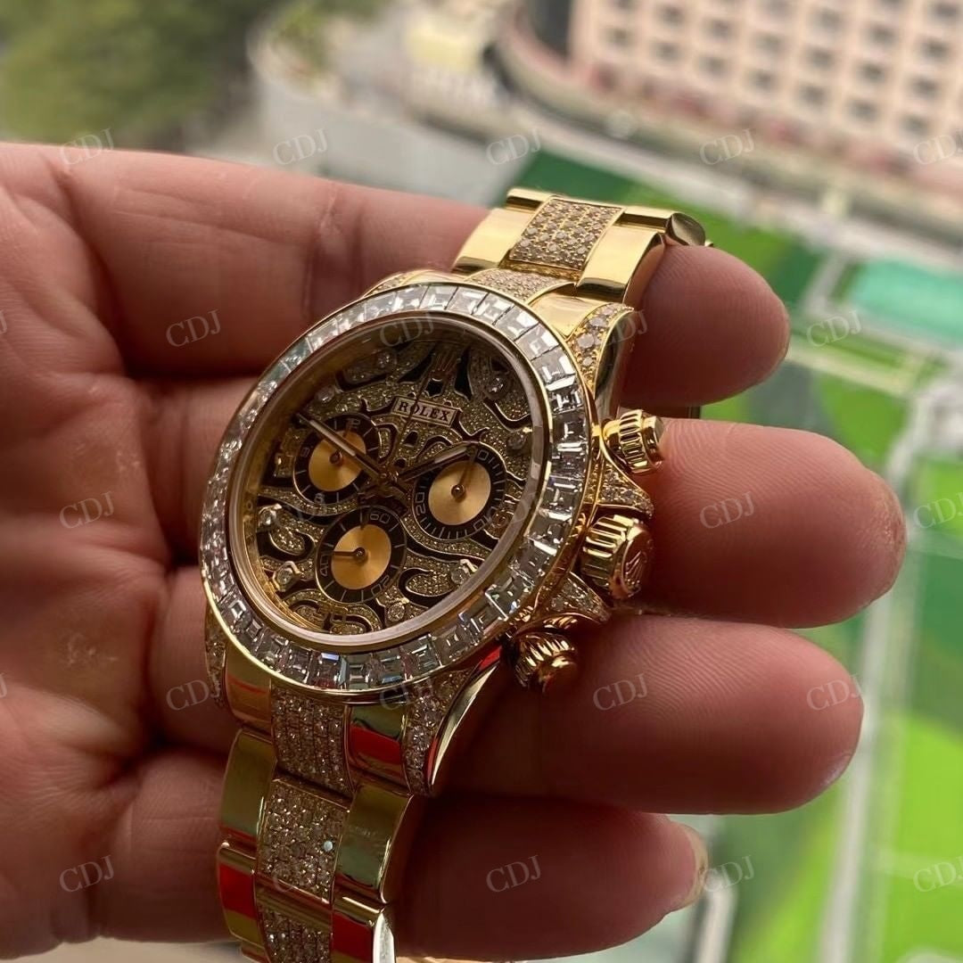 Rolex Gold Plated Bugatte Diamond Watch  customdiamjewel   