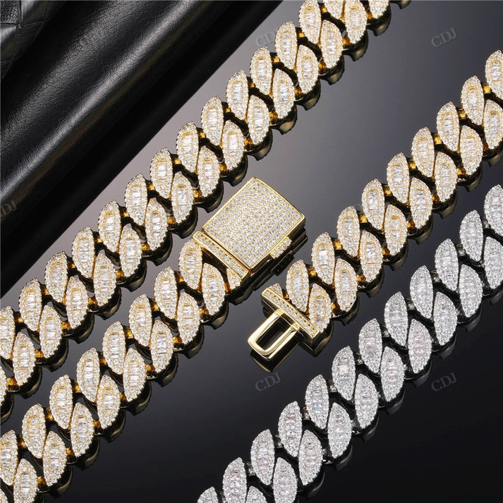 16MM Diamond Leaf Style Gold Cuban Chain hip hop jewelry CustomDiamJewel