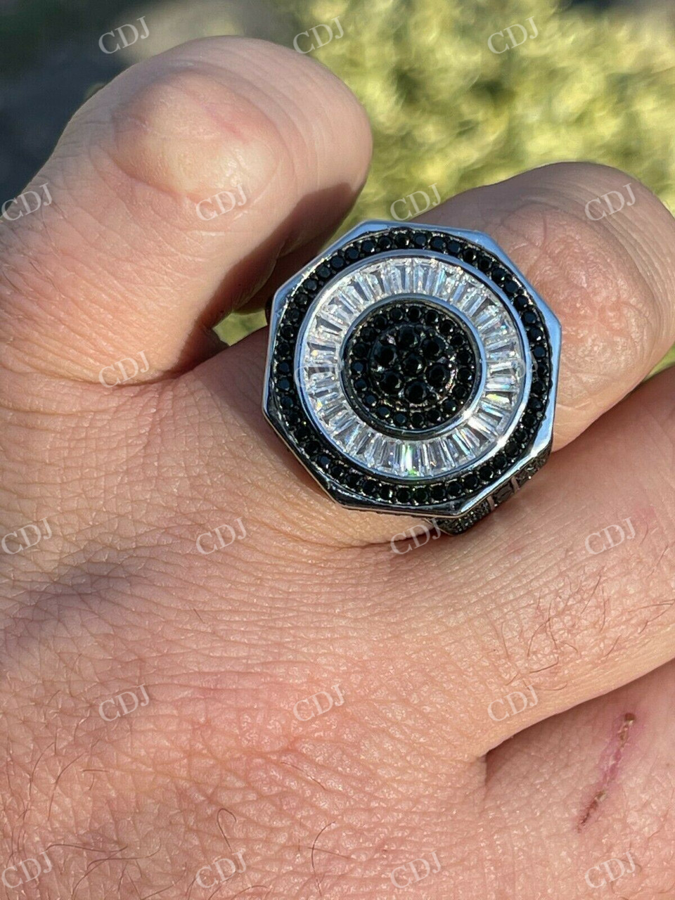 Solid White Gold Black Diamond Ring  customdiamjewel   