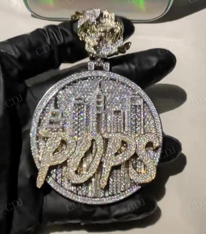 Baguette And Round Cut Diamond Iced Out 3D Pendant hip hop jewelry CustomDiamJewel   