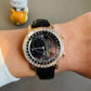 Black Belt Bugatte Diamond Watch  customdiamjewel   