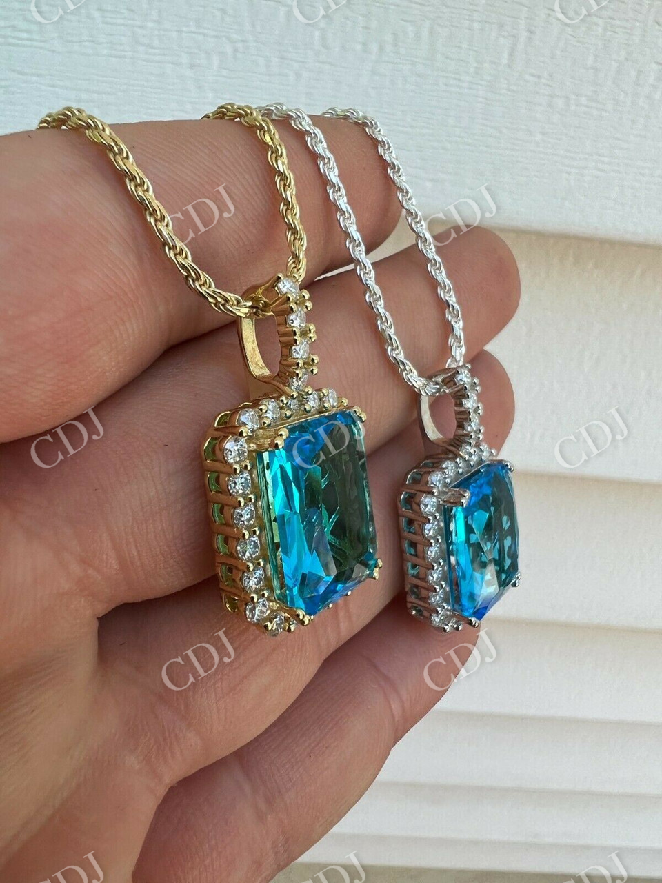 Hip Hop Iced Moissanite & Blue Stone Bling Pendant  customdiamjewel   